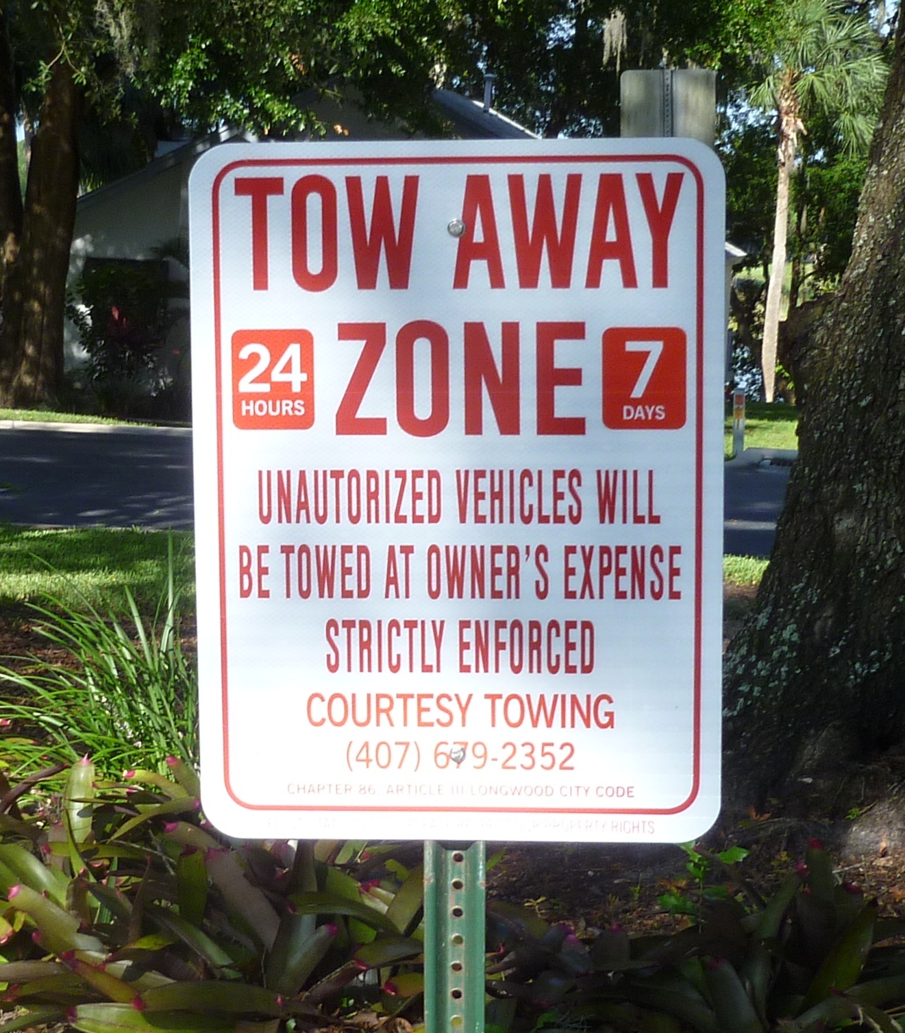 Tow Away Zone sign